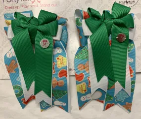 PonyTail Bows- Green Christmas Cookies