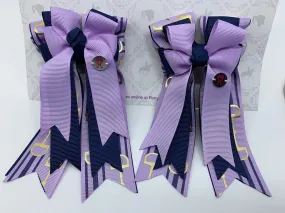 PonyTail Bows- Lilac/Navy Bits