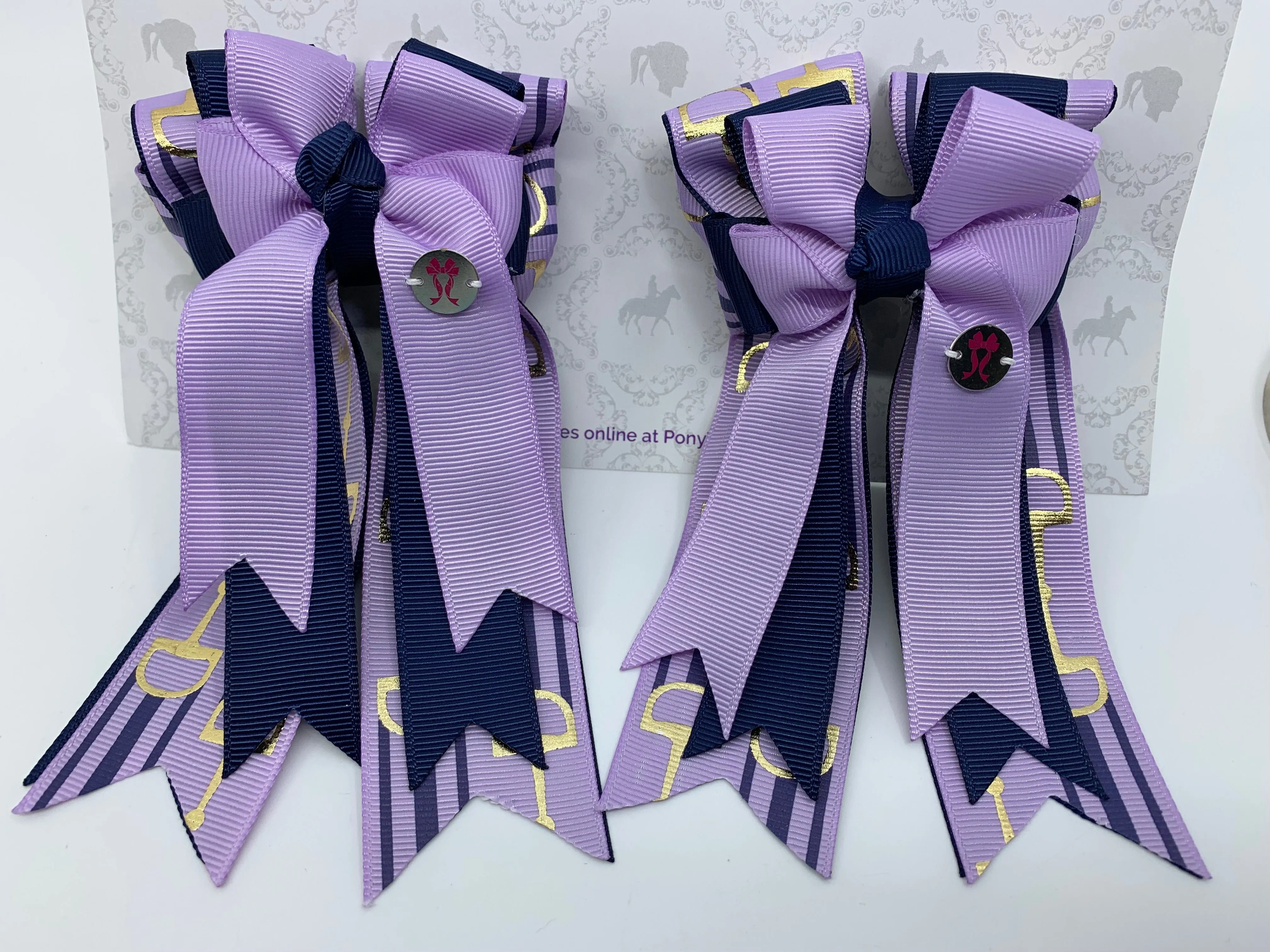 PonyTail Bows- Lilac/Navy Bits
