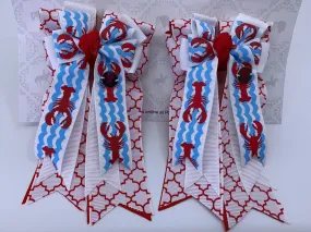 PonyTail Bows- Red Motif Lobster