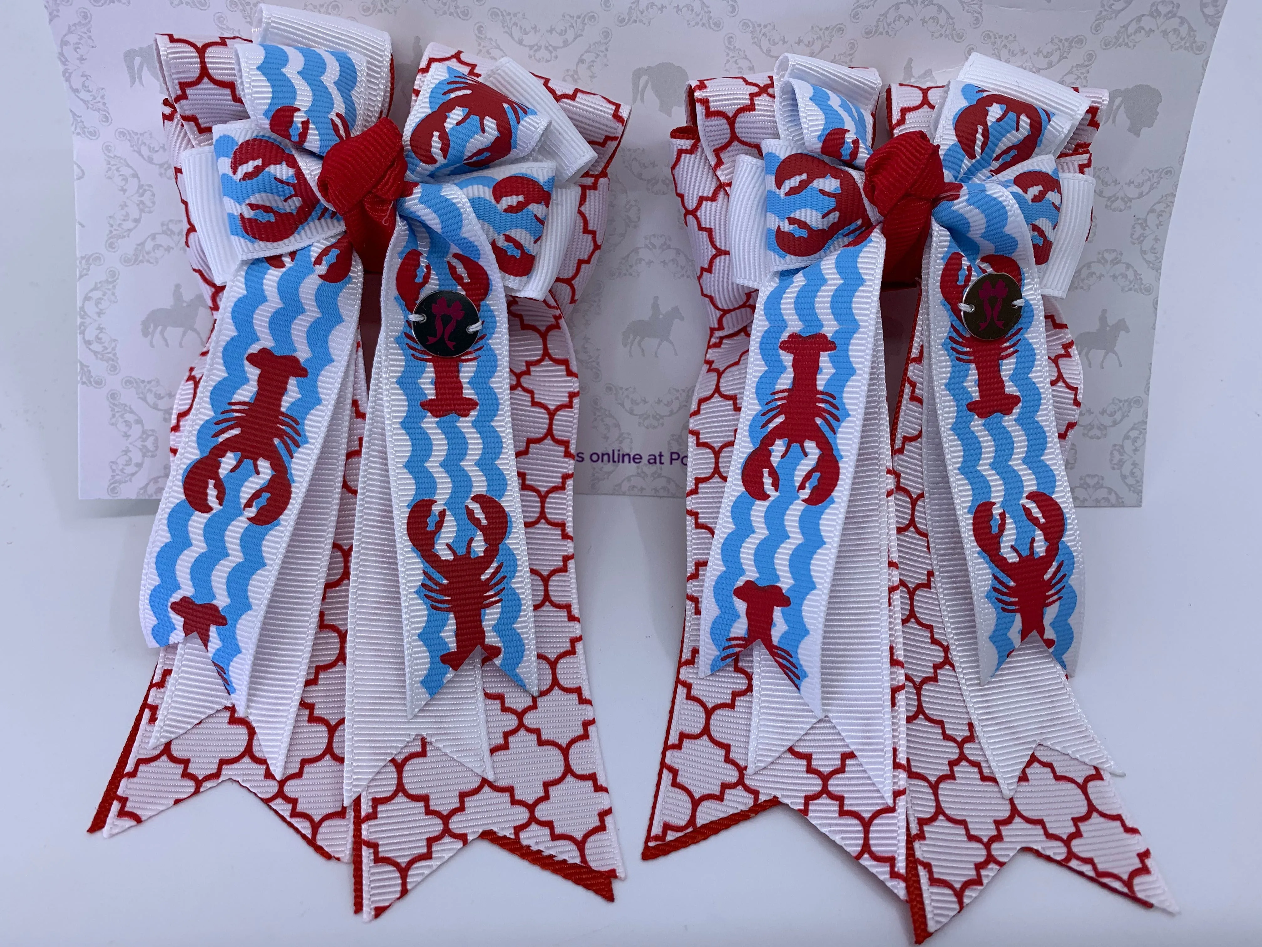 PonyTail Bows- Red Motif Lobster