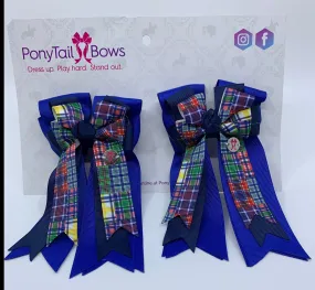 PonyTail Bows- Royal Blue/Navy/Plaid