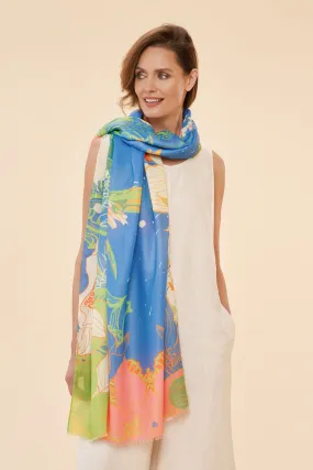 Powder Design Hummingbird Printed Scarf- Denim