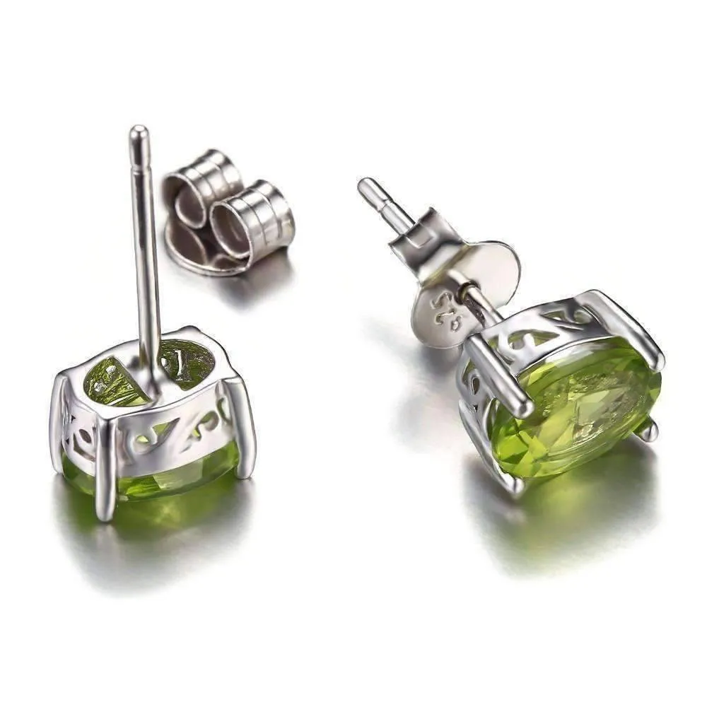 Precious Peridot Oval Cut Genuine 1.6CT IOBI Precious Gems Stud Earrings