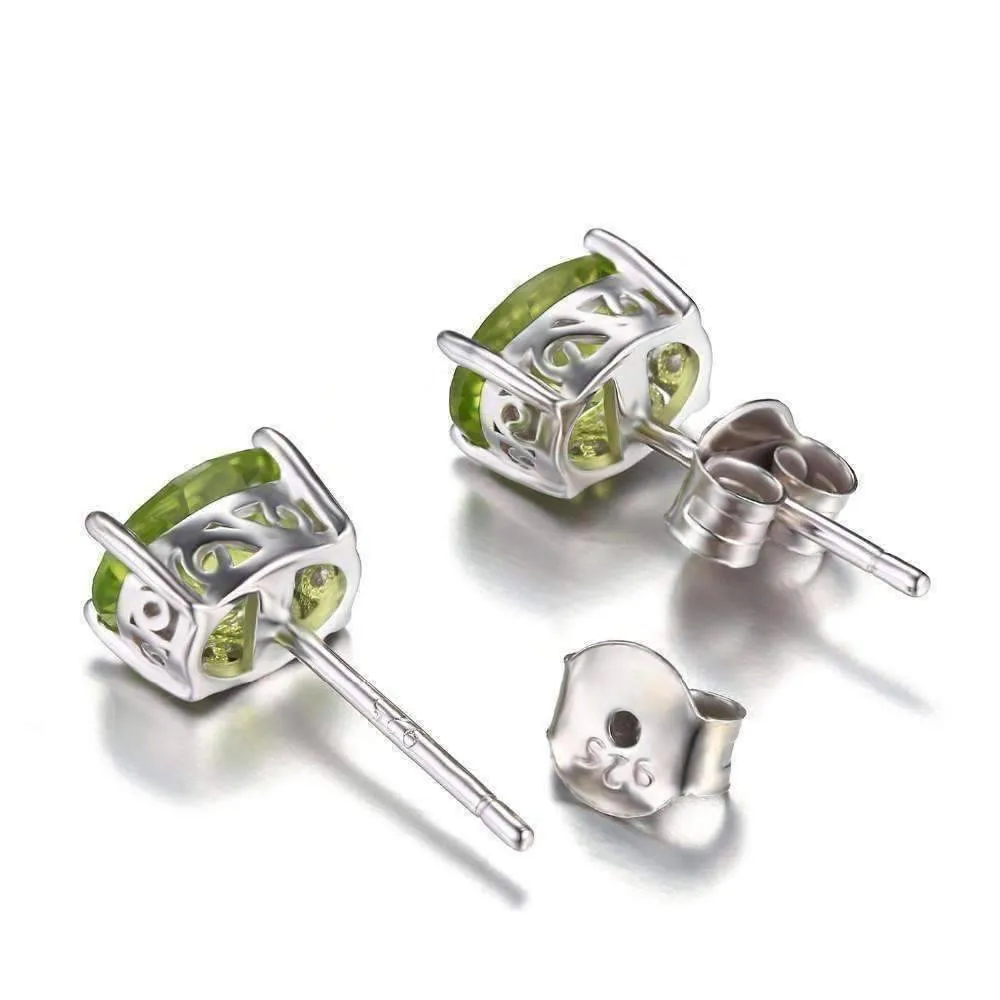Precious Peridot Oval Cut Genuine 1.6CT IOBI Precious Gems Stud Earrings