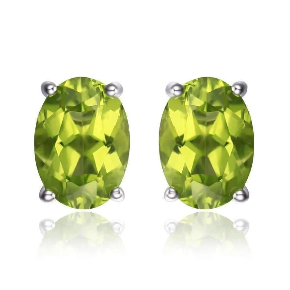 Precious Peridot Oval Cut Genuine 1.6CT IOBI Precious Gems Stud Earrings