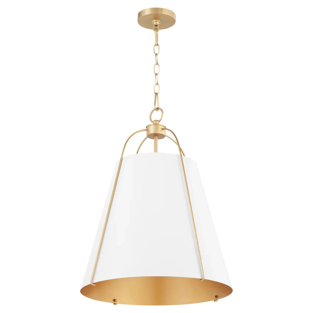 Quorum Ellen 861-1-0880 Pendant - Studio White / Aged Brass 15" Transitional