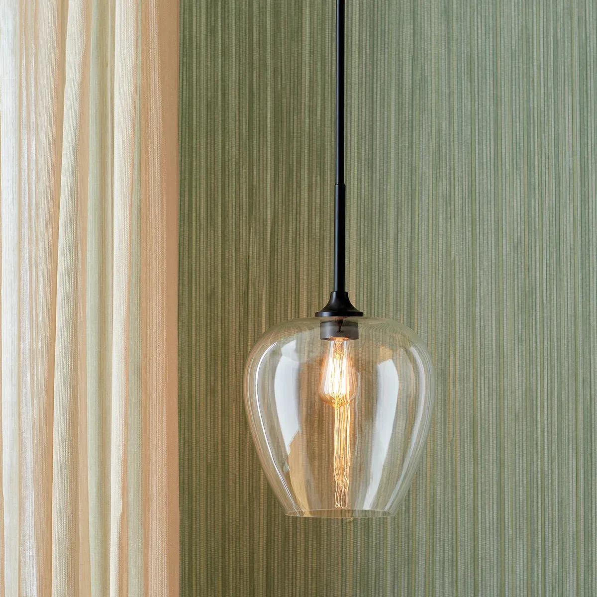 Quorum Veno 858-59 Pendant - Matte Black Clear Glass Shade Traditional