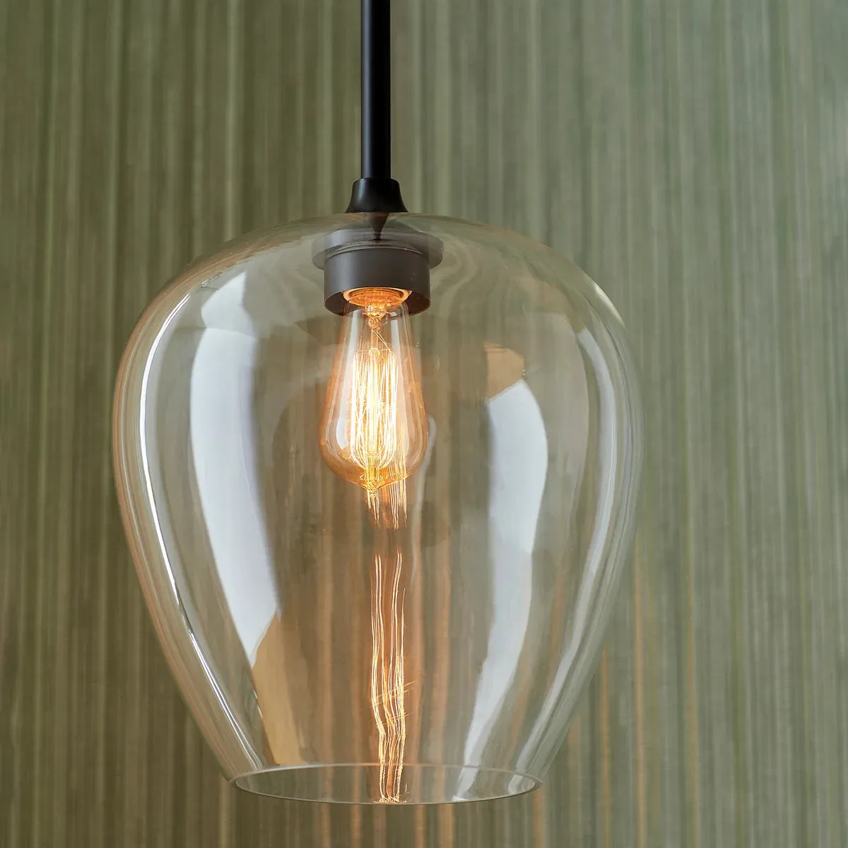 Quorum Veno 858-59 Pendant - Matte Black Clear Glass Shade Traditional