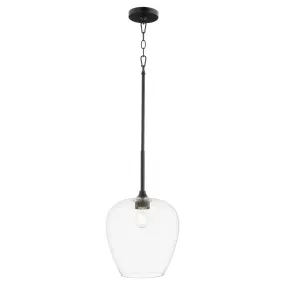 Quorum Veno 858-59 Pendant - Matte Black Clear Glass Shade Traditional
