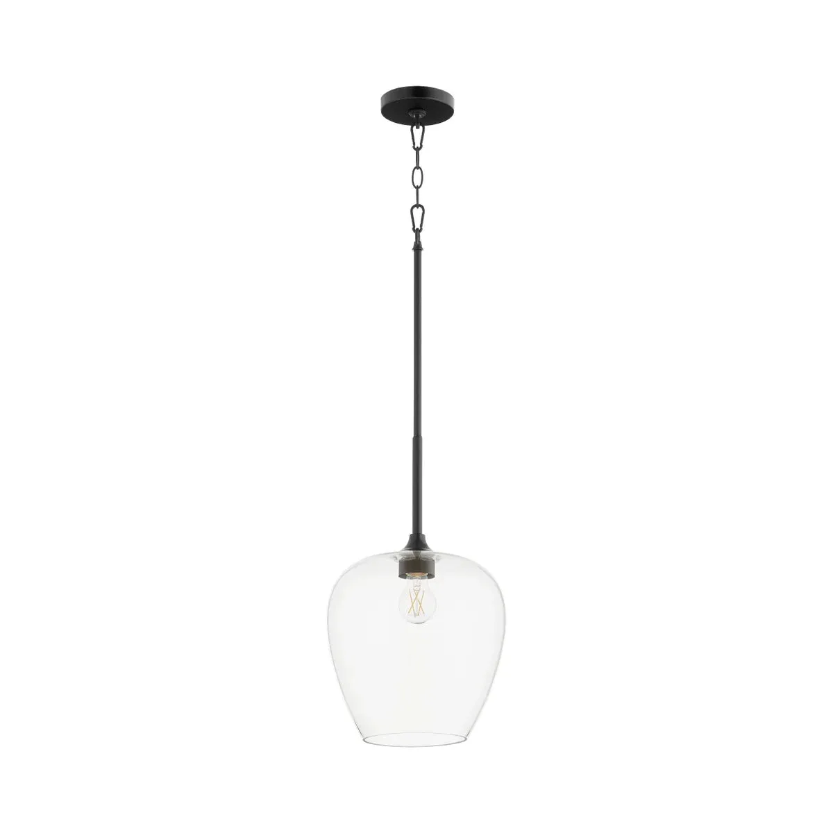 Quorum Veno 858-59 Pendant - Matte Black Clear Glass Shade Traditional