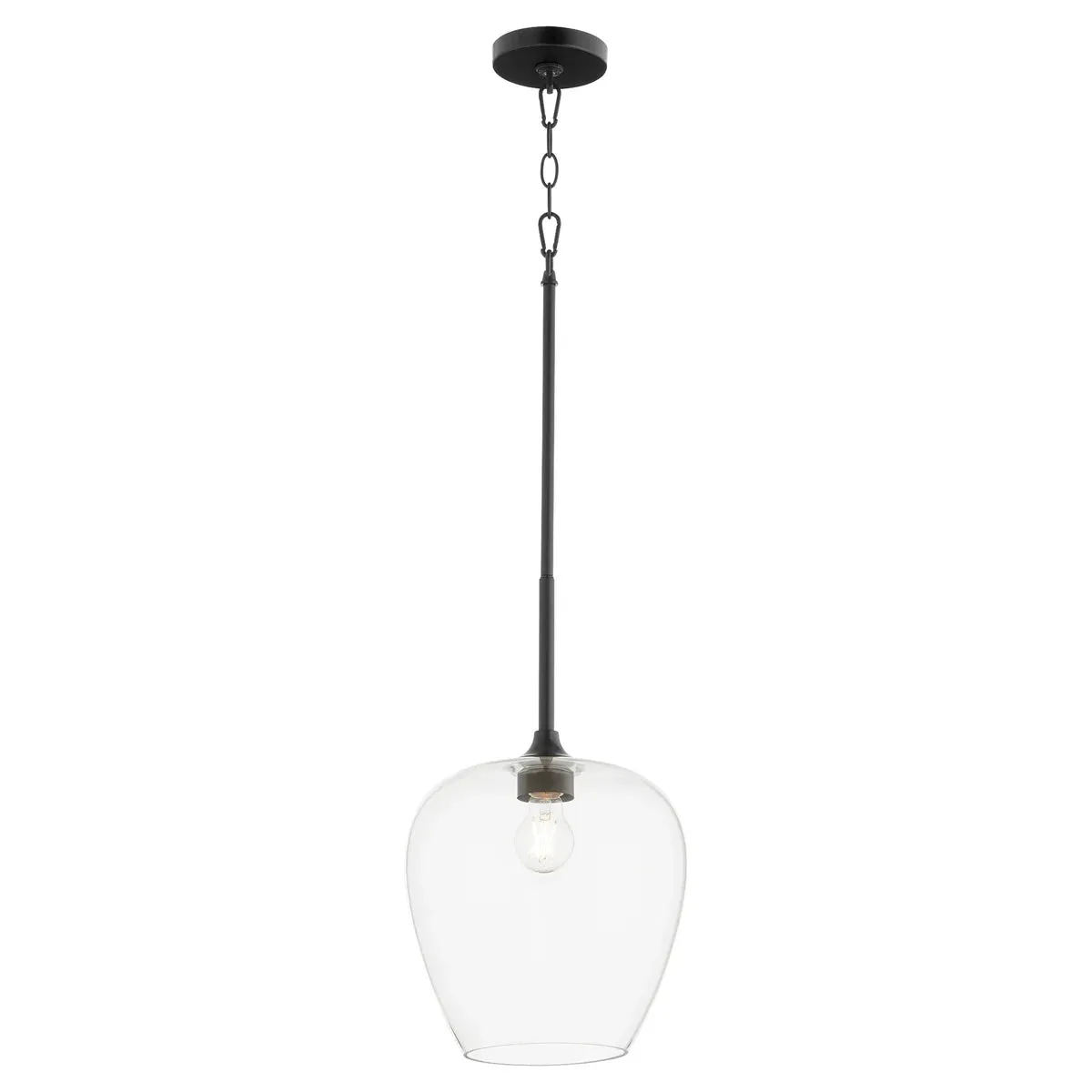 Quorum Veno 858-59 Pendant - Matte Black Clear Glass Shade Traditional