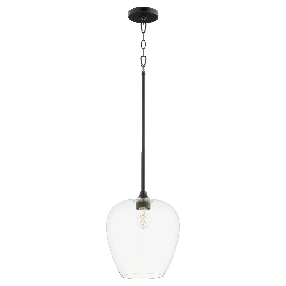 Quorum Veno 858-59 Pendant - Matte Black Clear Glass Shade Traditional