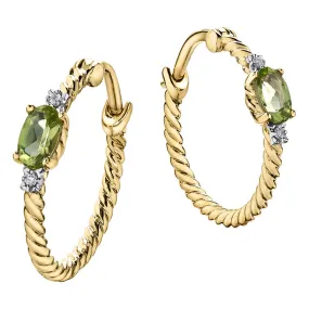 "PARIS" PERIDOT DIAMOND HOOPS