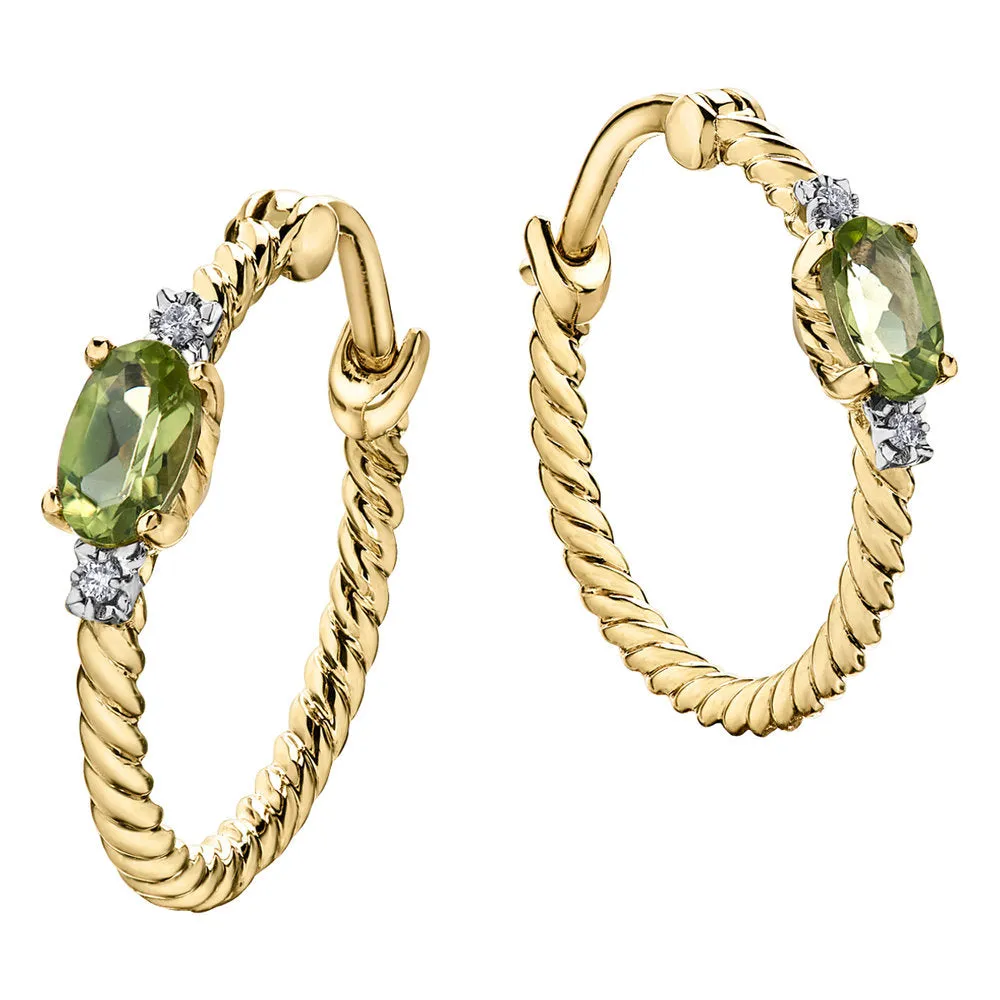 "PARIS" PERIDOT DIAMOND HOOPS