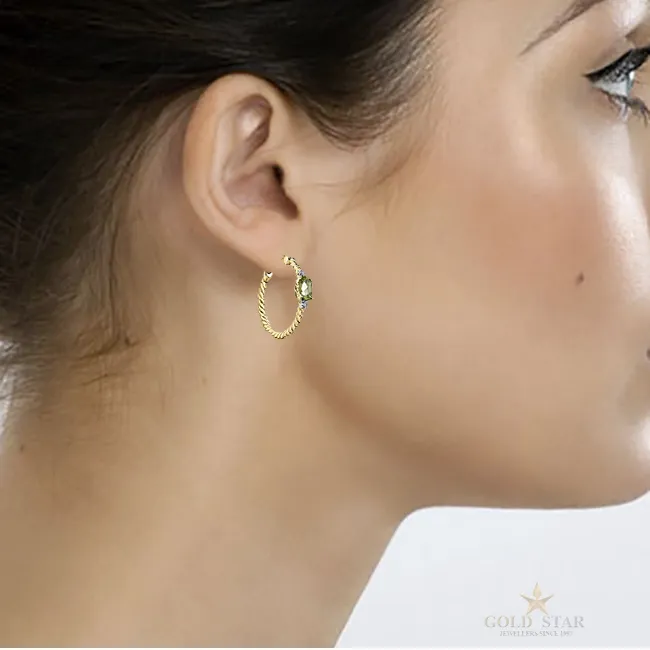 "PARIS" PERIDOT DIAMOND HOOPS