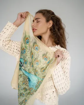"Peacock" Chiffon Scarf by Zlitay