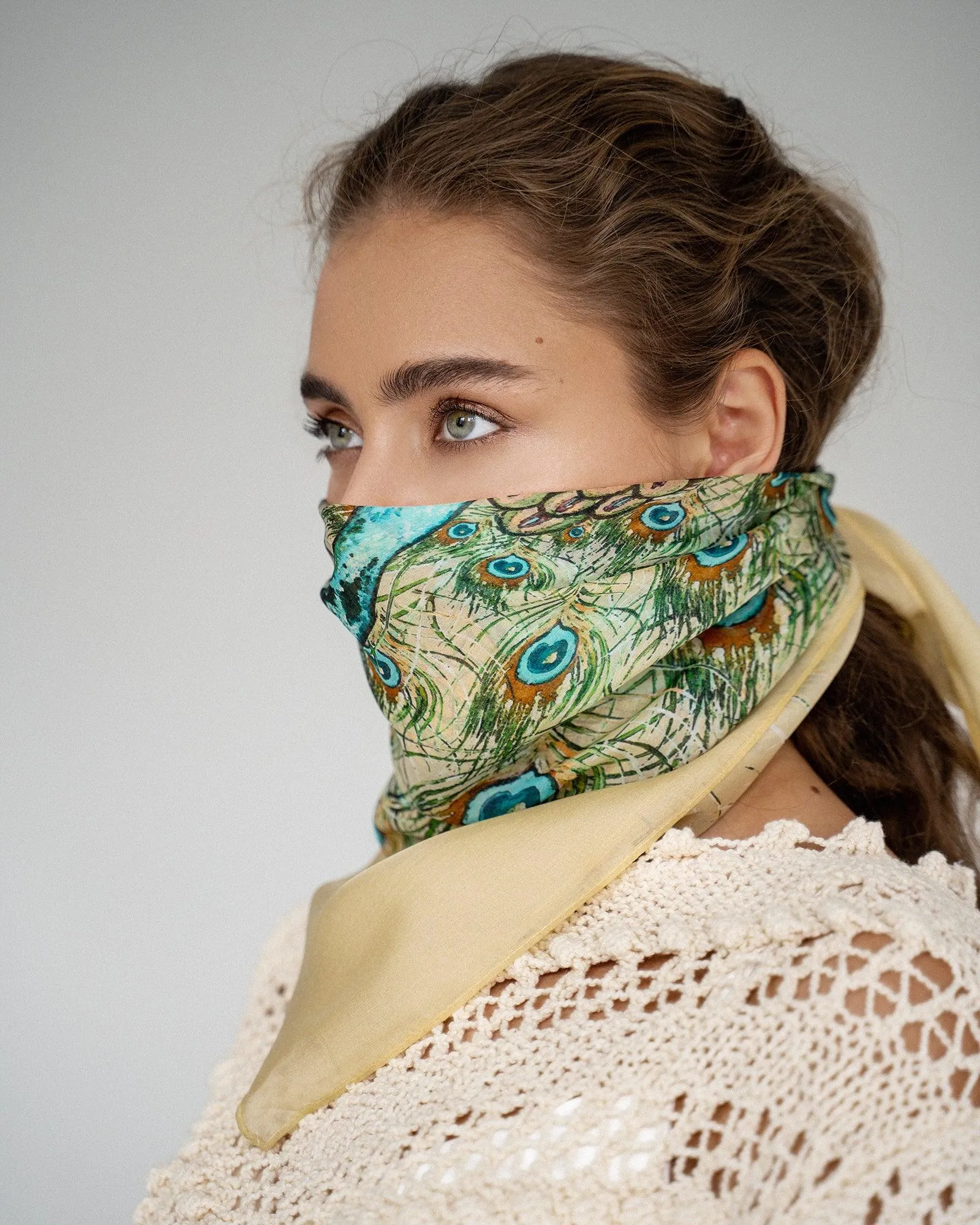"Peacock" Chiffon Scarf by Zlitay