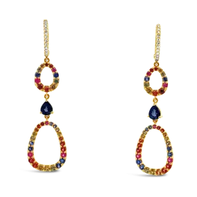 Rainbow Sapphire Dangle Earrings