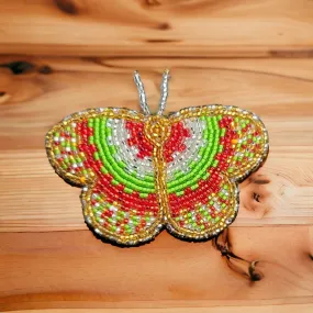 Red and Golden Butterfly Beaded Hair Clip