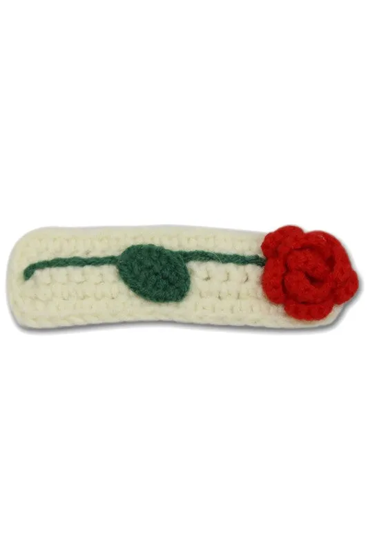 Red Rose Snap Barrette - Cream