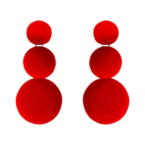 Red Velvet Button Drop Earring