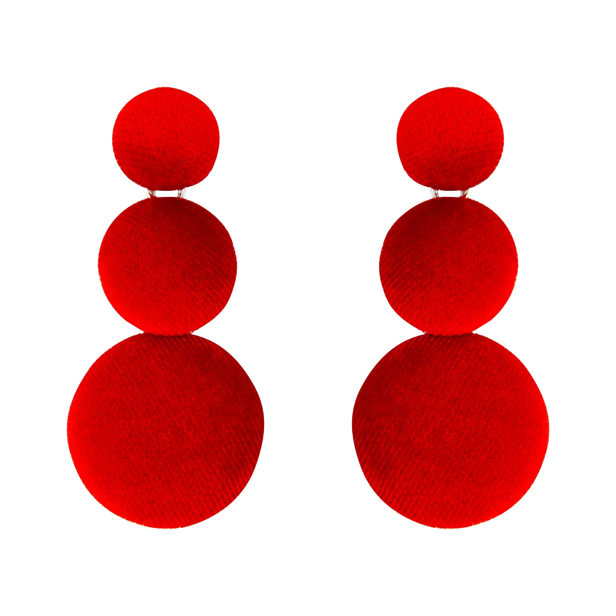 Red Velvet Button Drop Earring