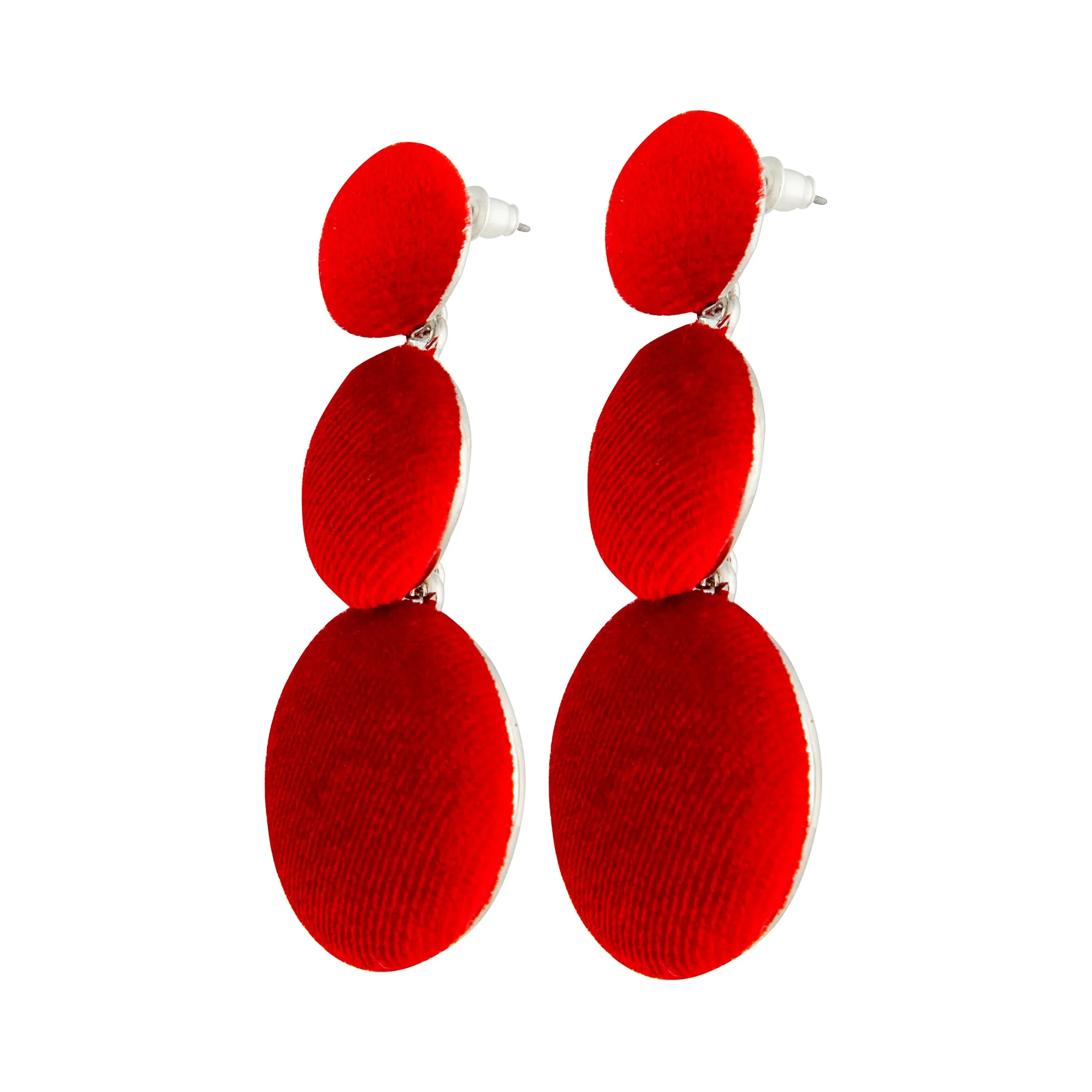 Red Velvet Button Drop Earring
