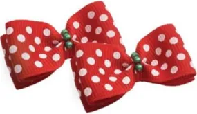 Red with White Polka Dot Dog Hair Bows