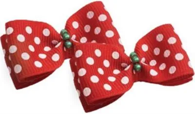Red with White Polka Dot Dog Hair Bows