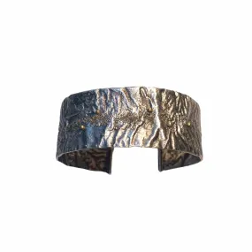 Reticulated Silver Forged Cuff with 18k gold accent