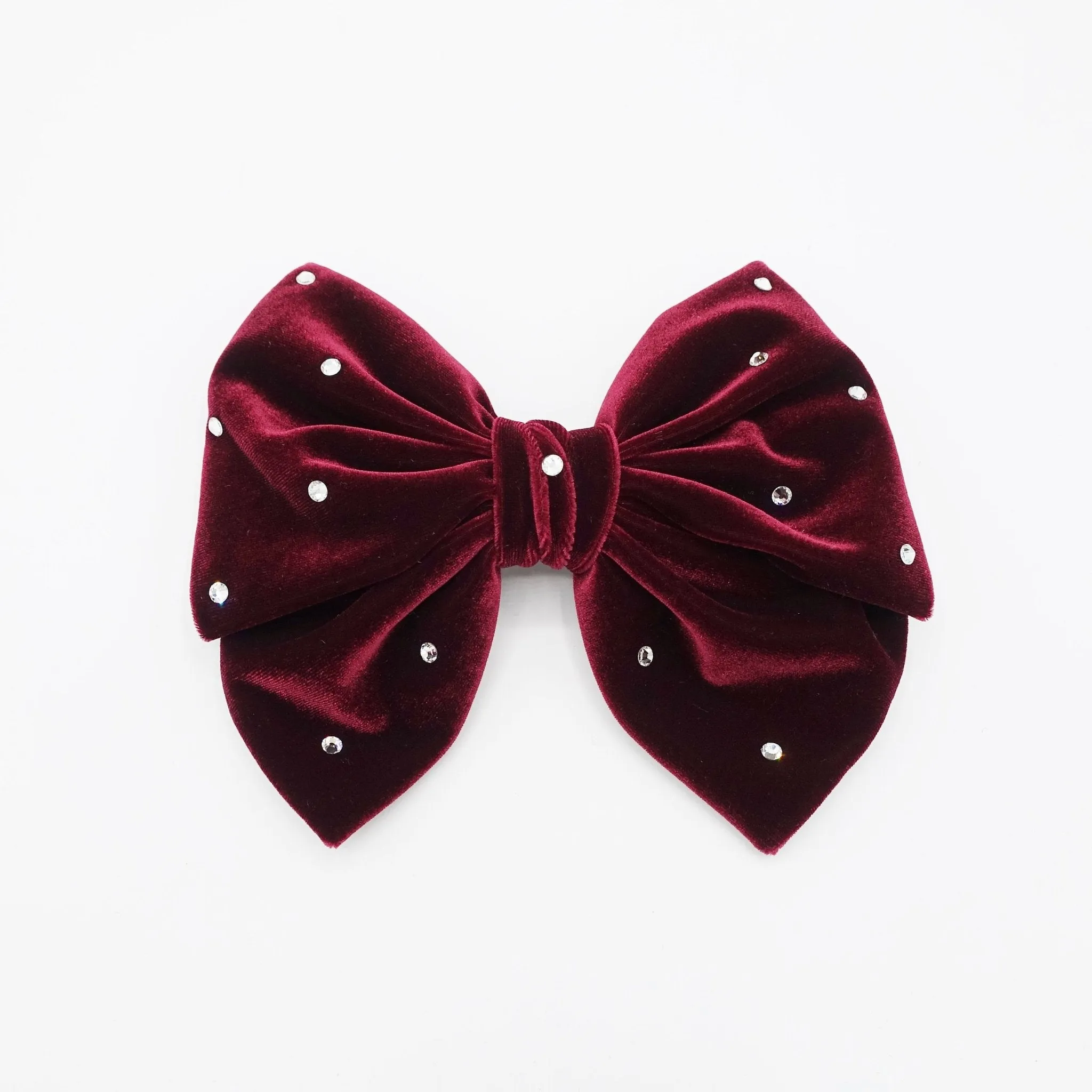 rhinestone embellished velvet hair bow butterfly big hair bow barrette for women