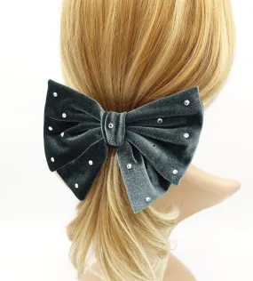 rhinestone embellished velvet hair bow butterfly big hair bow barrette for women