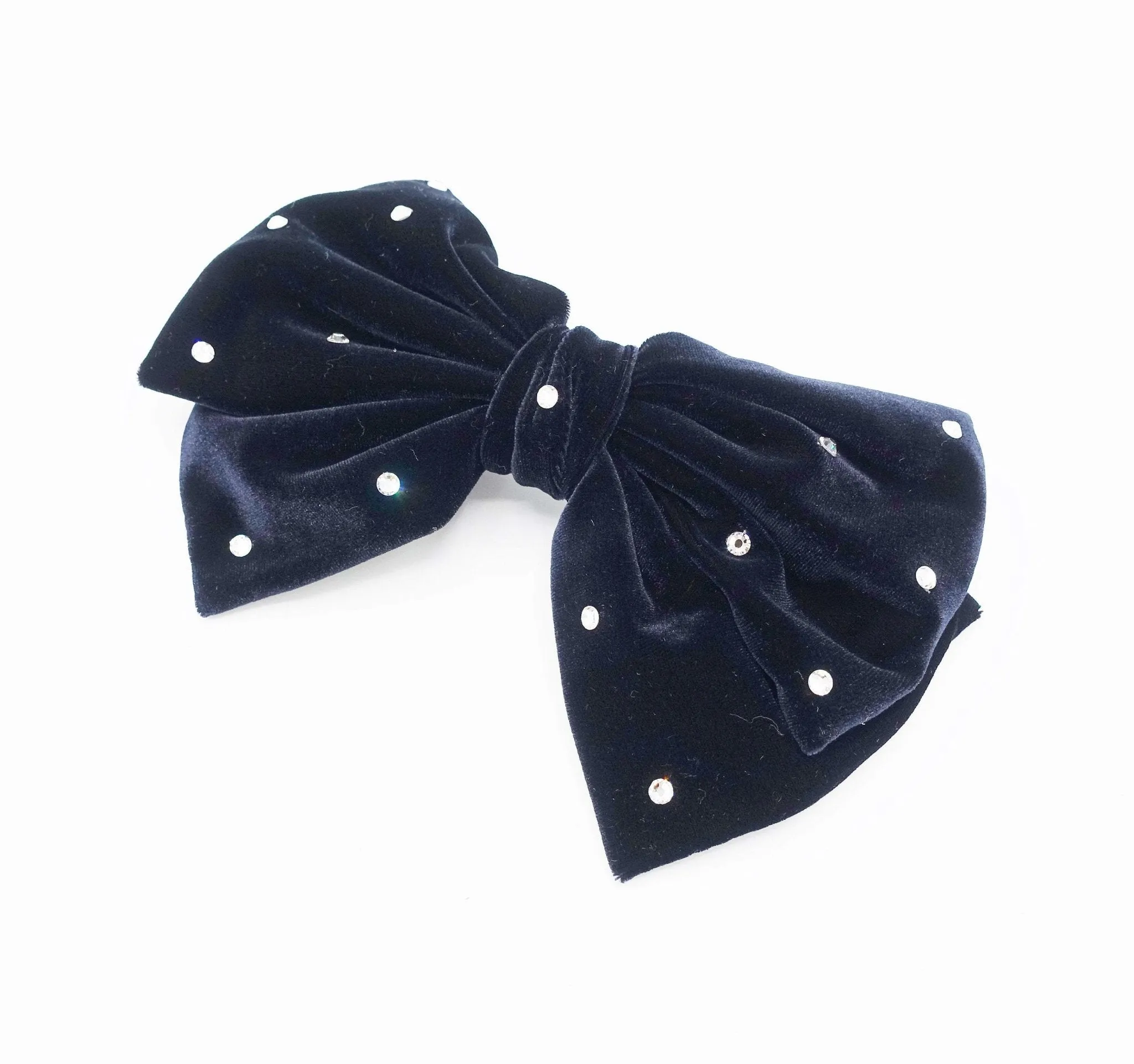 rhinestone embellished velvet hair bow butterfly big hair bow barrette for women