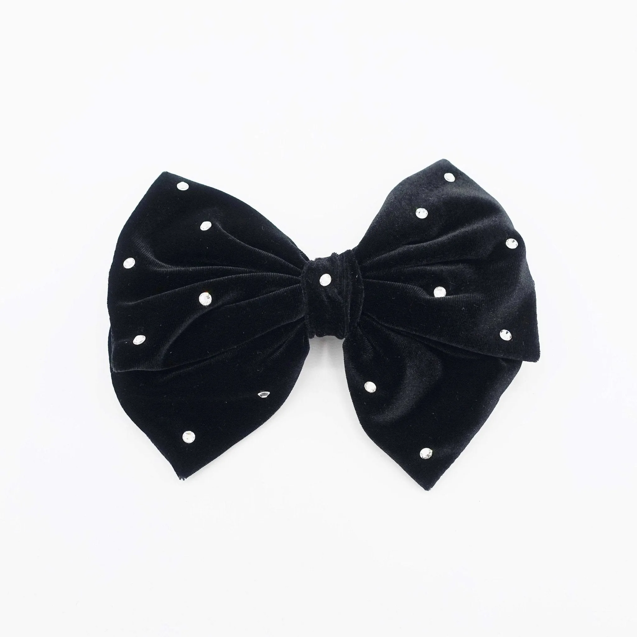 rhinestone embellished velvet hair bow butterfly big hair bow barrette for women