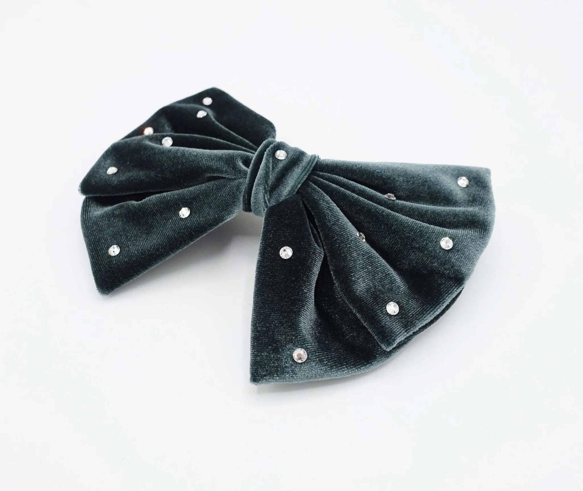 rhinestone embellished velvet hair bow butterfly big hair bow barrette for women