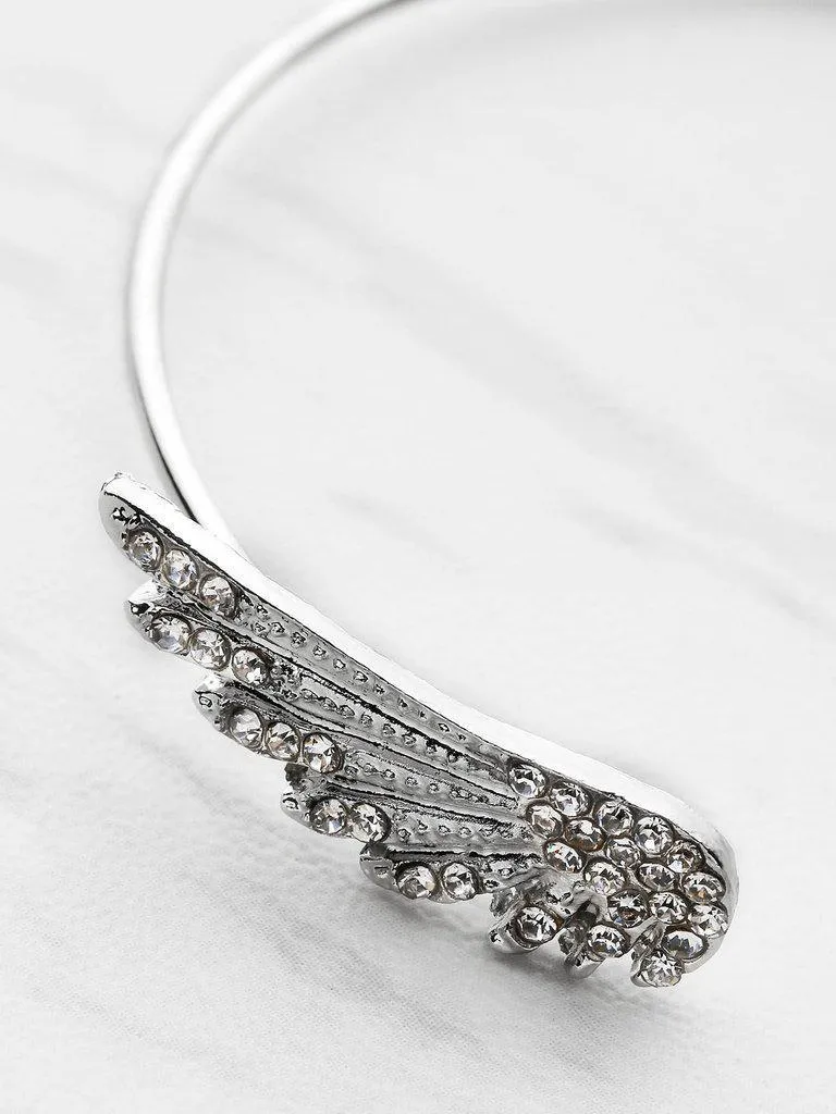Rhinestone Embellished Wing Design Cuff Bracelet