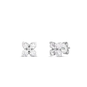 Roberto Coin Diamond Flower 18K White Gold Diamond Stud Earrings