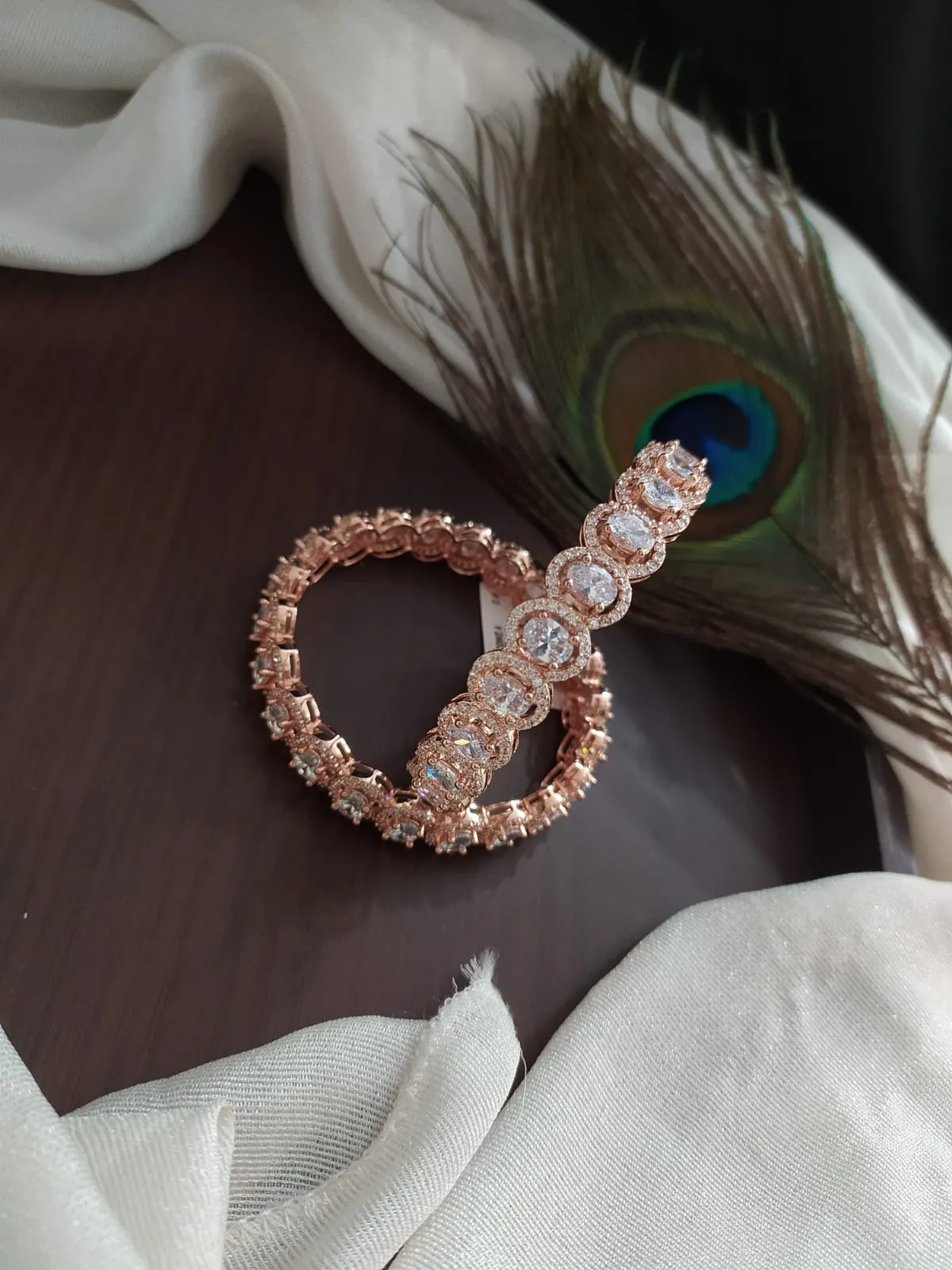 Rose Gold Bangles with Stones