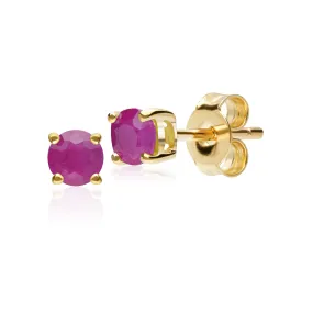 Rubin Ohrstecker, 9ct Gelbgold 0.44ct Natürliche Rubin Klassisch Runde Ohrstecker Ohrringe 3.50mm