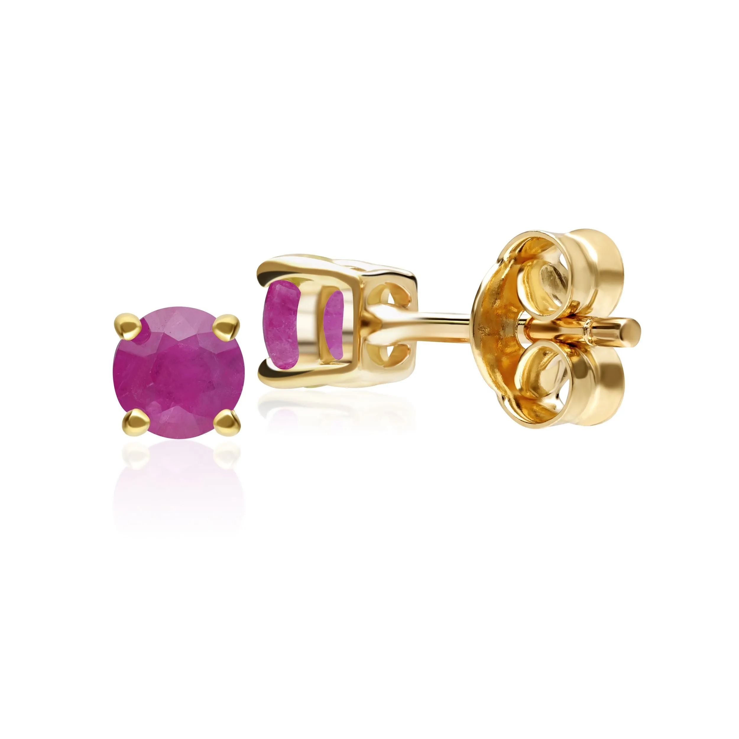 Rubin Ohrstecker, 9ct Gelbgold 0.44ct Natürliche Rubin Klassisch Runde Ohrstecker Ohrringe 3.50mm