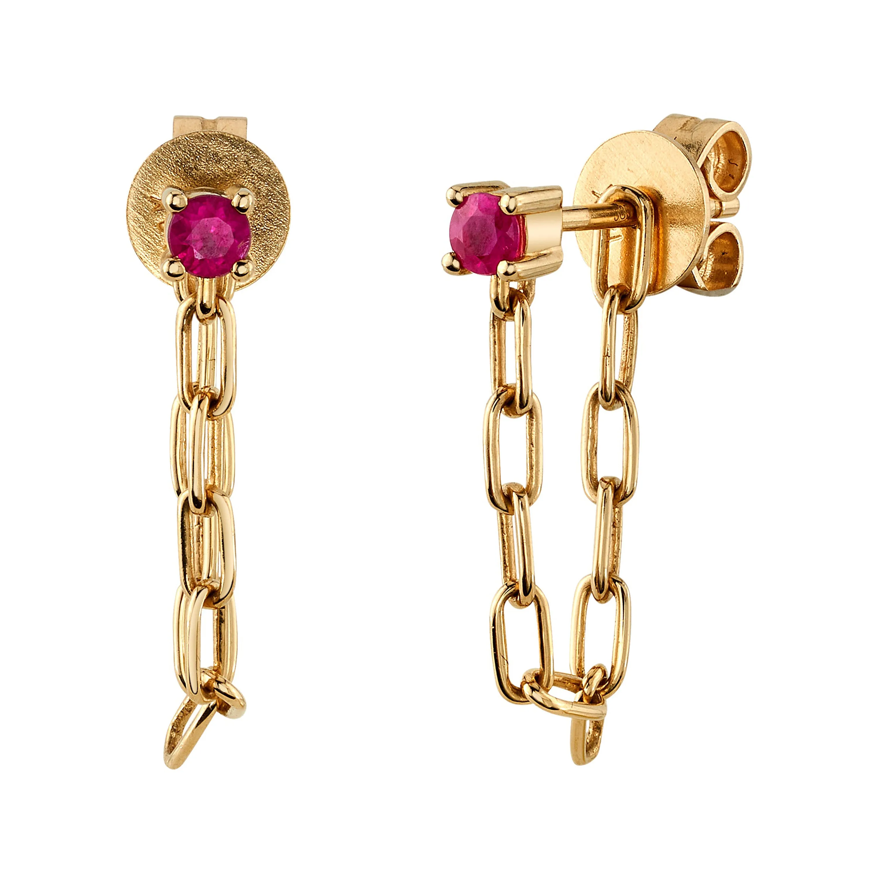 Ruby Chain Drop Earrings
