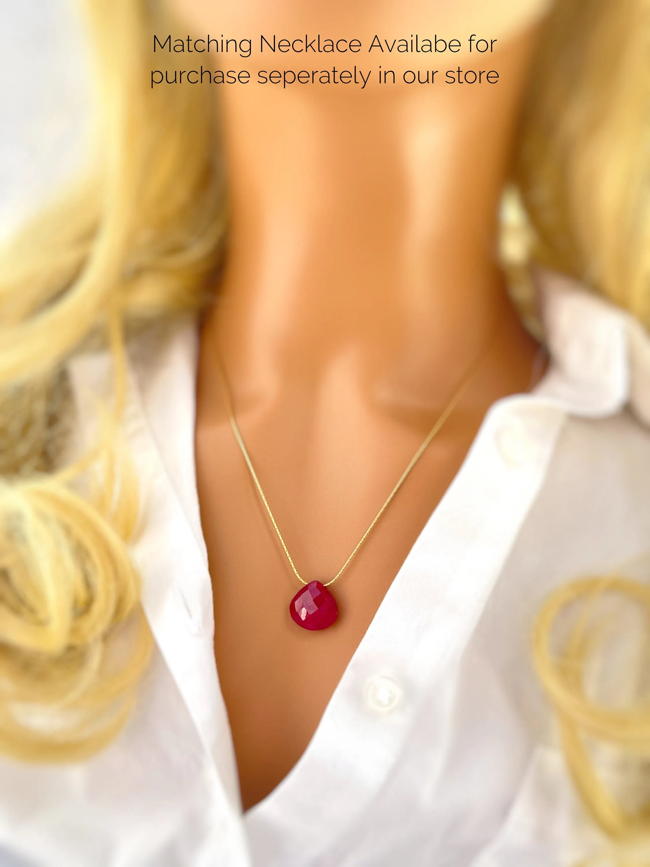 Ruby Earrings in Sterling Silver or Gold