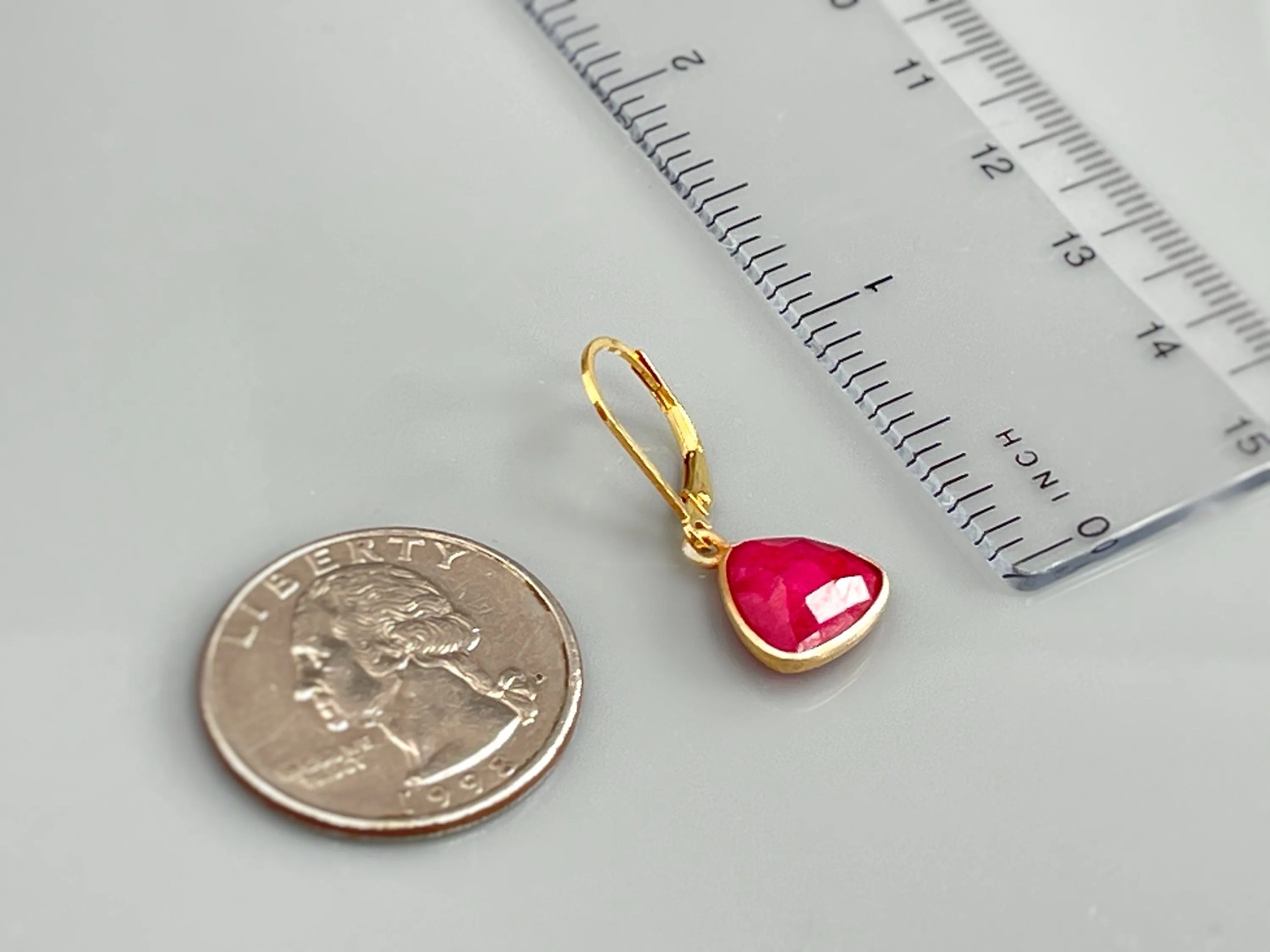 Ruby Earrings in Sterling Silver or Gold