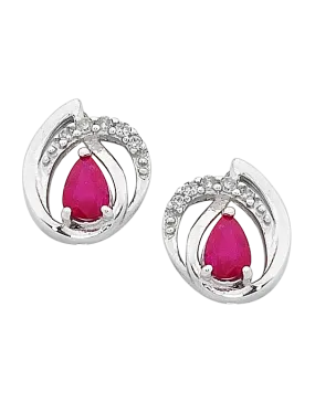 Ruby Earrings - White Gold Ruby & Diamond Earrings - 758905