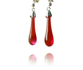 Ruby Glass Drop Earrings