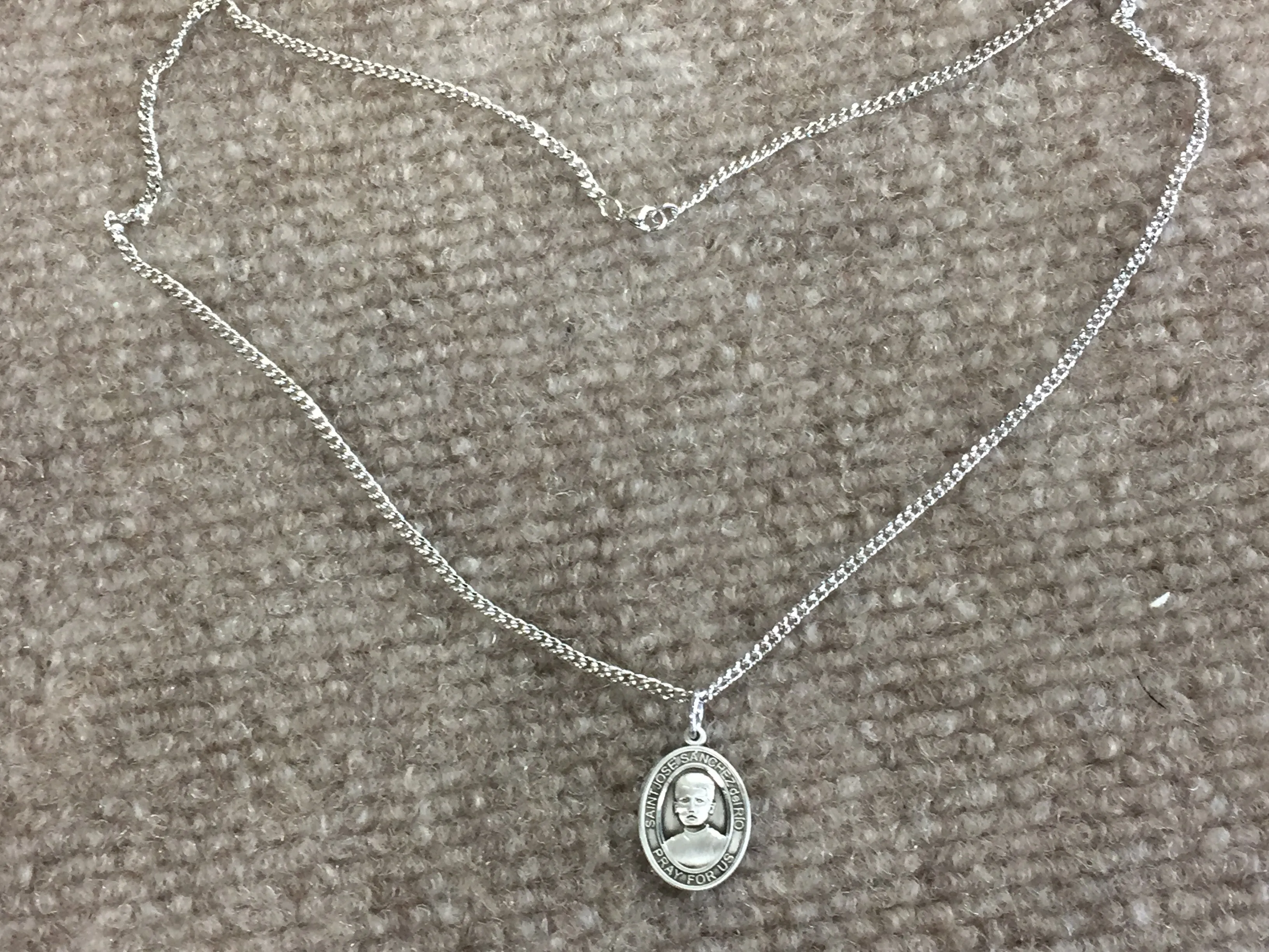 Saint Jose Sanchez Del Rio Silver Pendant And Chain