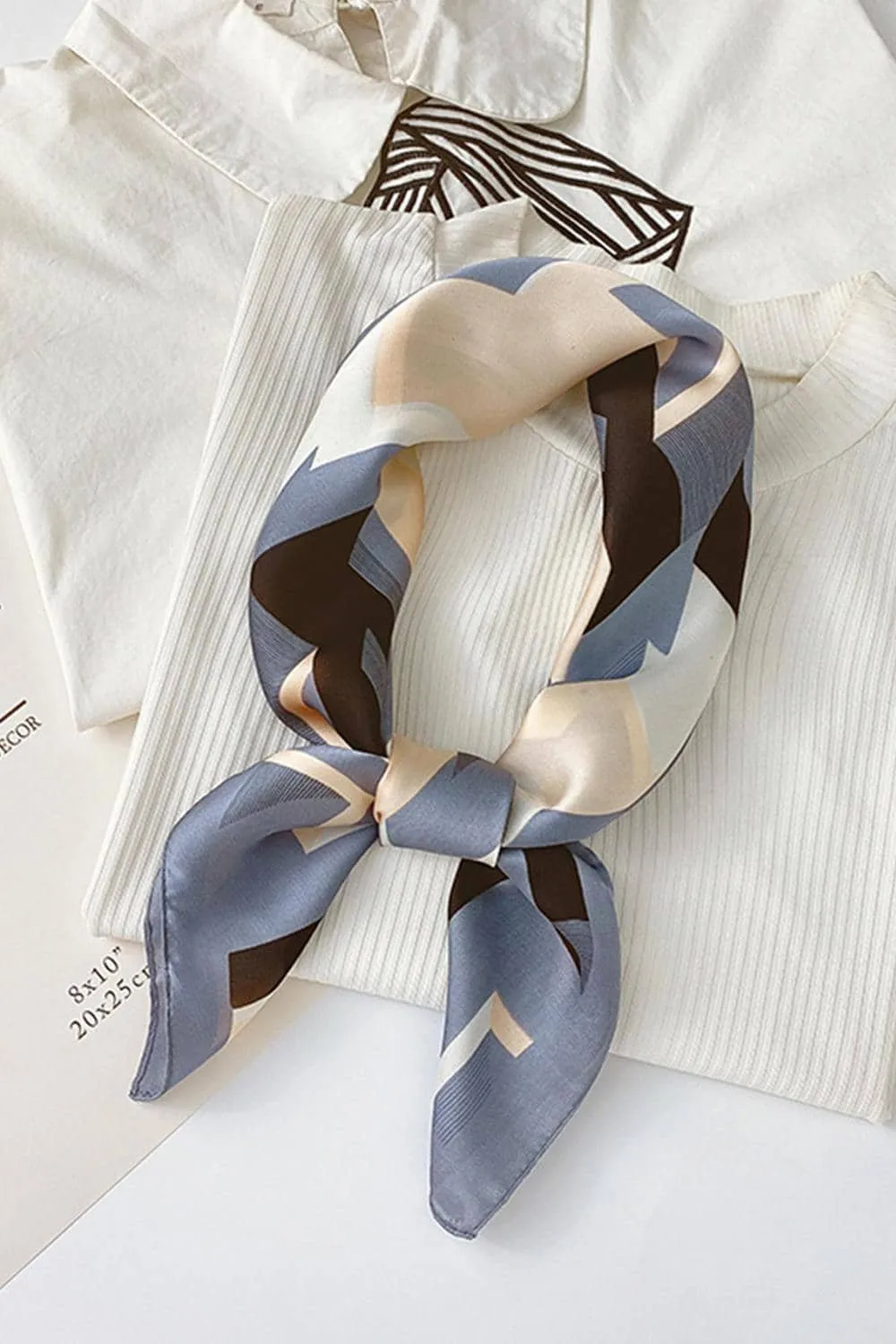 Satin Multicolor Geometric Print Square Scarf