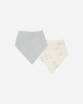 Scarf Bib Set | Wild West   Blue Micro Stripe