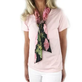 Scroll Rose Scarf,Skinny Scarf,Woman Scarf,All season scarf,Lightweight Scarf,ladies scarf,artist scarf,painted scarf,satin tie scarf